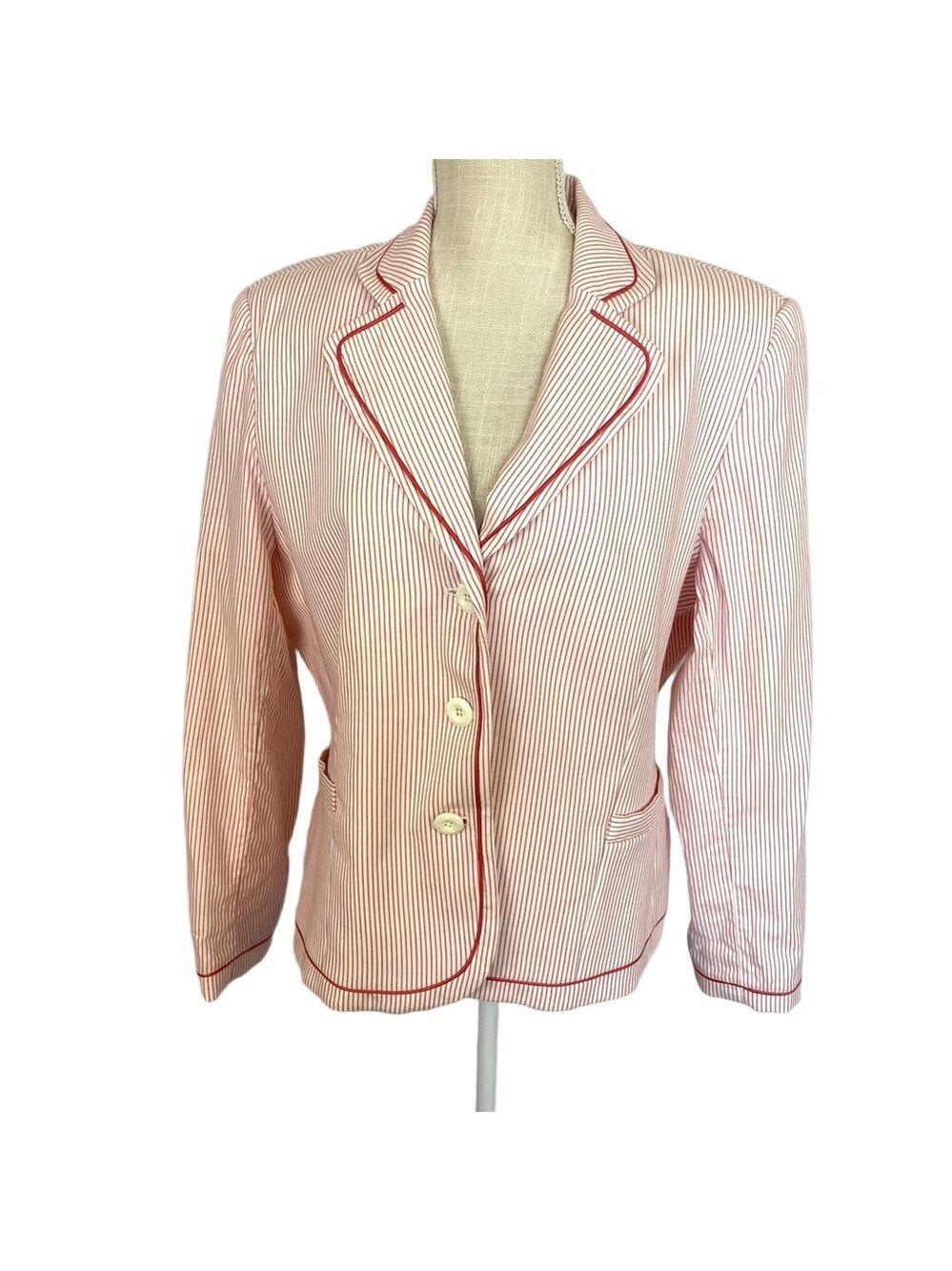 Vintage Designer Bob Mackie Blazer Jacket Red Trim & Stripes Women's 14
